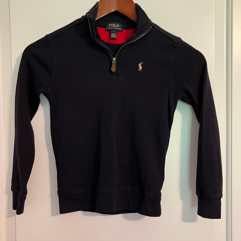Polo Ralph Lauren Navy Blue 1/4 Zip Pullover Sweater Boys Size 7